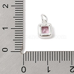 925 Sterling Silver Pave Cubic Zirconia Square Charms with Jump Rings and 925 Stamp&nbsp;STER-D288-05S-02