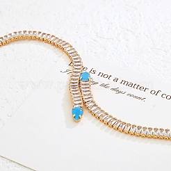 Snake Brass Pave Cubic Zirconia Link Chain Bracelets&nbsp;UA5889-1