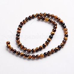 Round Natural Tiger Eye Gemstone Bead Strands&nbsp;G-J333-03-6mm