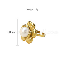 304 Stainless Steel and Imitation Pearl Cuff Open Rings for Women&nbsp;FS-WG8B2EB-01