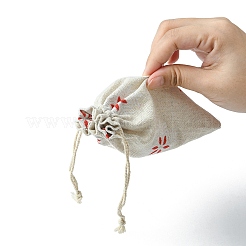 10Pcs 5 Styles Printed Polycotton(Polyester Cotton) Packing Pouches Drawstring Bags&nbsp;ABAG-YW0001-05