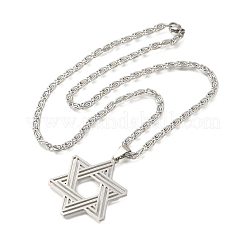 201 Stainless Steel Lumachina Chain Star of David Pendant Necklaces&nbsp;NJEW-S003-03P