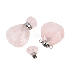 Teardrop Natural Rose Quartz Perfume Bottle Pendants&nbsp;G-H241-02B-P