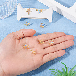8Pcs 2 Colors Brass Micro Pave Cubic Zirconia Stud Earring Findings&nbsp;KK-TA0002-62