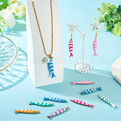 8Pcs 8 Colors 201 Stainless Steel Enamel Pendants&nbsp;STAS-PJ0001-49