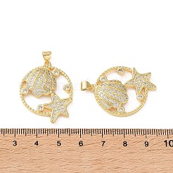 Brass Micro Pave Clear Cubic Zirconia Pendants&nbsp;CU-CBA03AF-07G