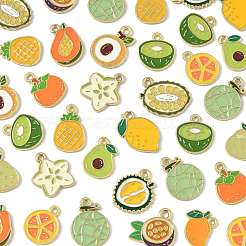 60Pcs 15 Styles Fruit Alloy Enamel Charms&nbsp;ENAM-FS0003-54