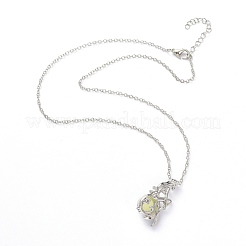 Luminous Alloy Locket Pendant Necklaces&nbsp;NJEW-F284-06B