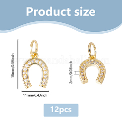 12Pcs Rack Plating Brass Micro Pave Clear Cubic Zirconia Pendants&nbsp;KK-DC0004-40