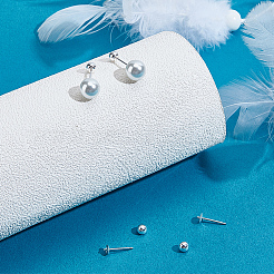2 Pairs 925 Sterling Silver Stud Earring Findings&nbsp;STER-BBC0008-31C