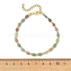 Teardrop Natural Alashan Agate & Brass Beaded Bracelets for Women&nbsp;BJEW-JB13960-02