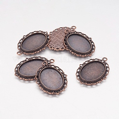 Tibetan Style Oval Alloy Pendant Cabochon Settings&nbsp;TIBEP-Q054-44R-NR