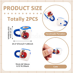 2Pcs Handmade Porcelain Mug Cup Decoration&nbsp;PORC-TA0001-55D