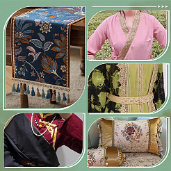 10M Ethnic Style Polyester Flower Jacquard Ribbon&nbsp;OCOR-WH0090-038C