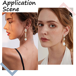 6 Pairs Leaf Shape Brass Cubic Zirconia Stud Earring Findings&nbsp;KK-CN0003-20G