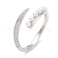 Brass Micro Pave Cubic Zirconia Cuff Open Rings&nbsp;RJEW-C158-01P