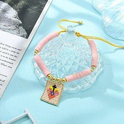 MIYUKI Glass Seed Rectangle Charm Bracelet&nbsp;BJEW-MZ00037-01