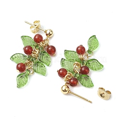 Christmas Natural Carnelian Stud Earring&nbsp;EJEW-TA00477