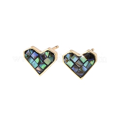 Brass Enamel Heart Stud Earrings&nbsp;EJEW-I322-06G