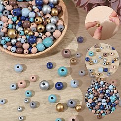 Baking Paint Wood Beads&nbsp;WOOD-SP0001-77B