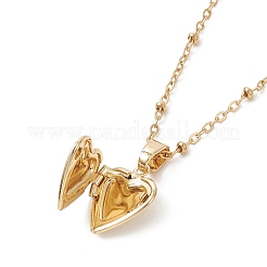 Brass Heart Locket Photo Pendant 304 Stainless Steel Satellite Chain Necklaces for Women&nbsp;NJEW-JN05734