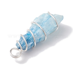 Electroplated Natural Quartz Crystal Copper Wire Wrapped Pendants&nbsp;PALLOY-JF02676-02