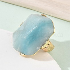 Natural Flower Amazonite & Alloy Finger Rings for Women&nbsp;RJEW-G375-01G-06