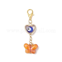 Handmade Evil Eye Lampwork & Glass & Plastic Butterfly Pendant Decorations&nbsp;HJEW-JM04310