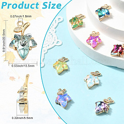 11Pcs 11 Colors Brass with K9 Glass Charms&nbsp;KK-CJ0004-07