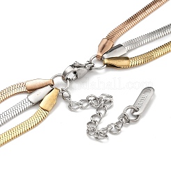 304 Stainless Steel Multi Layered Flat Snake Chain Necklaces&nbsp;NJEW-H043-14MC