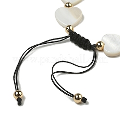 3Pcs 3 Style Cross Star Heart Natural Freshwater Shell Braided Bead Bracelets&nbsp;BJEW-TA00382