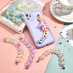 1 Set Resin Curb Chain & 3Pcs 3 Colors Plastic Star Beaded Chain for DIY Keychains&nbsp;MOBA-GF0001-02