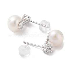 Natural Pearl Stud Earrings for Women&nbsp;EJEW-C082-12B-P