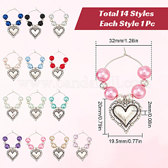 14Pcs Glass Wine Glass Charms&nbsp;AJEW-SC00005