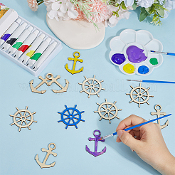 40Pcs 2 Styles Nautical Wood Big Pendants&nbsp;WOOD-ME0001-08