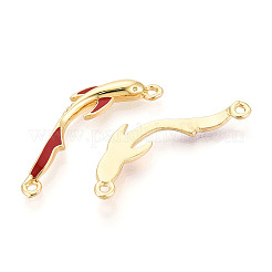 Brass Micro Pave Clear Cubic Zirconia and FireBrick Enamel Connector Charms&nbsp;KK-T074-68G