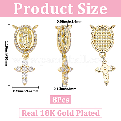 8Pcs Brass Micro Pave Clear Cubic Zirconia Pendants&nbsp;KK-SC0007-97