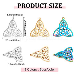 18Pcs 3 Colors 304 Stainless Steel Pendants&nbsp;STAS-DC0010-73