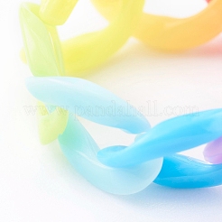 Opaque Acrylic Curb Chain Finger Rings&nbsp;RJEW-JR00325