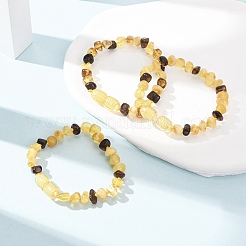 Natural Amber Beaded Stretch Bracelets for Baby&nbsp;BJEW-D462-04