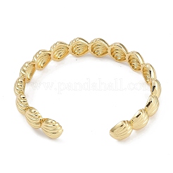 Shell Shape Rack Plating Brass Cuff Bangles for Women&nbsp;BJEW-P341-05G