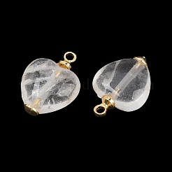 Natural Quartz Crystal Heart Charms&nbsp;KK-B157-38A-G