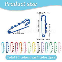 30Pcs 15 Colors Baking Paint Iron Brooch Findings&nbsp;IFIN-SC0002-01