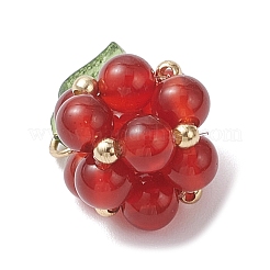 4Pcs 4 Styles Natural Amethyst & Dyed Quartz Crystal & Lapis Lazuli & Carnelian Round Cluster Grape Charms&nbsp;PALLOY-TA00344