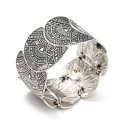 Bohemia Style Alloy Half Round Beaded Stretch Bracelets for Women&nbsp;BJEW-H327-04AS