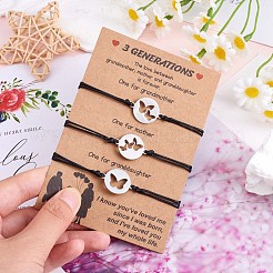3Pcs 3 Style 430 Stainless Steel Butterfly Link Bracelets Set&nbsp;JB728A