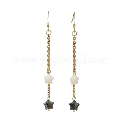 Star Natural Larvikite & White Jade Earrings for Women&nbsp;EJEW-JE07131