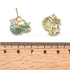 Brass Micro Pave Clear Cubic Zirconia Shell Shape Stud Earrings&nbsp;EJEW-C152-03G