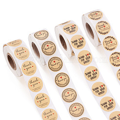 4 Rolls 4 Styles Paper Sticker with Word Thank You&nbsp;STIC-TA0001-03