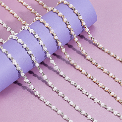 4 Yard 2 Style Rhinestones Cup Chains with ABS Plastic Pearl Beaded&nbsp;LCHA-NB0001-01